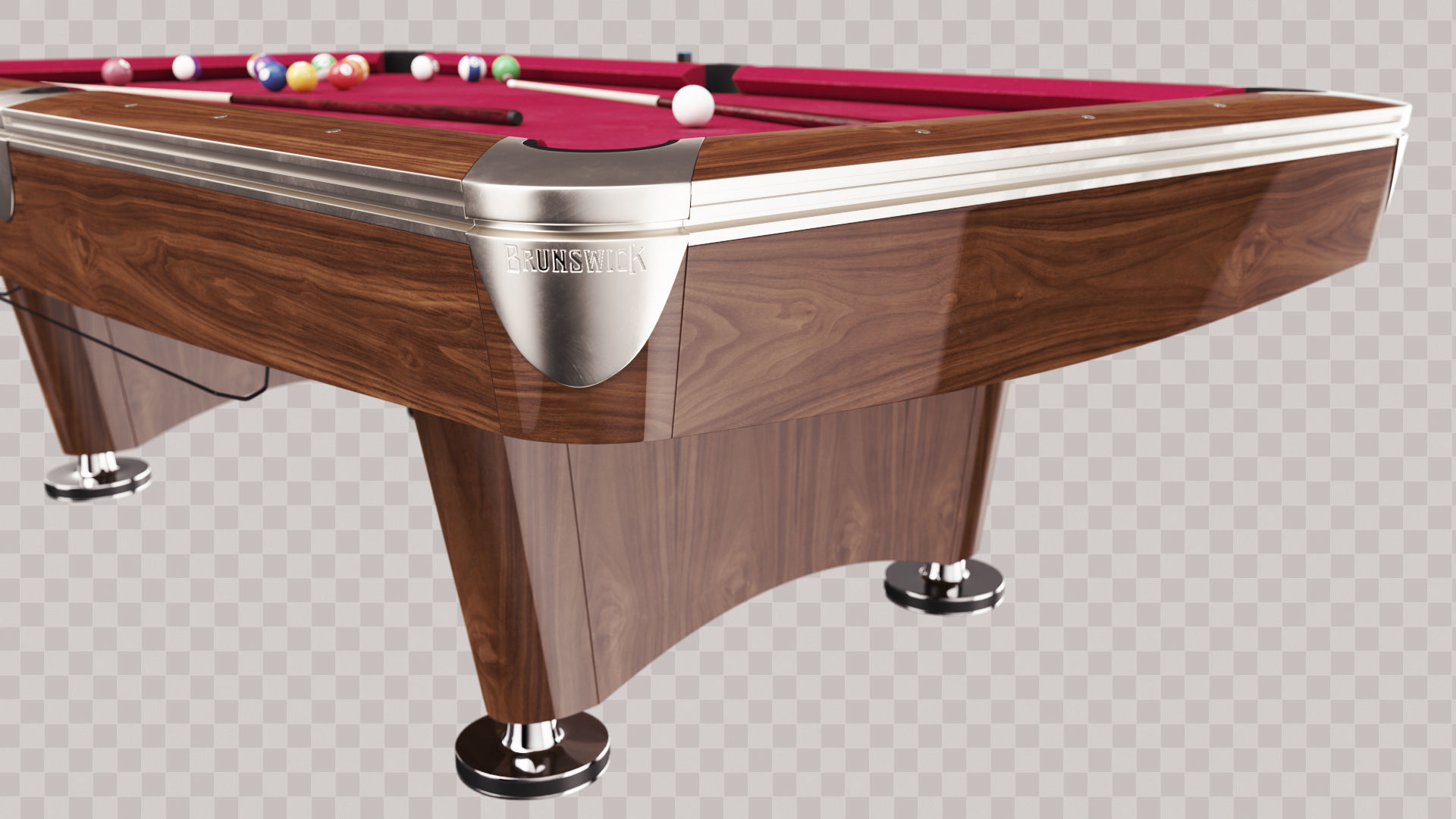 Brunswick Gold Crown Billiard Table Low-poly 3D model_15