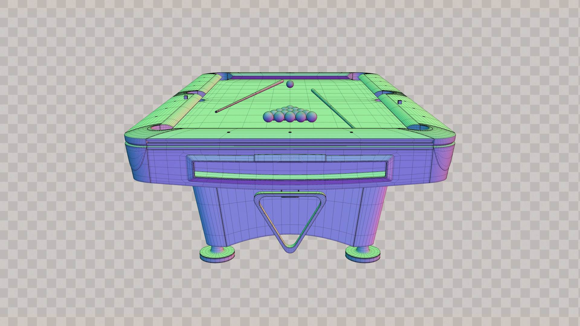 Brunswick Gold Crown Billiard Table Low-poly 3D model_6