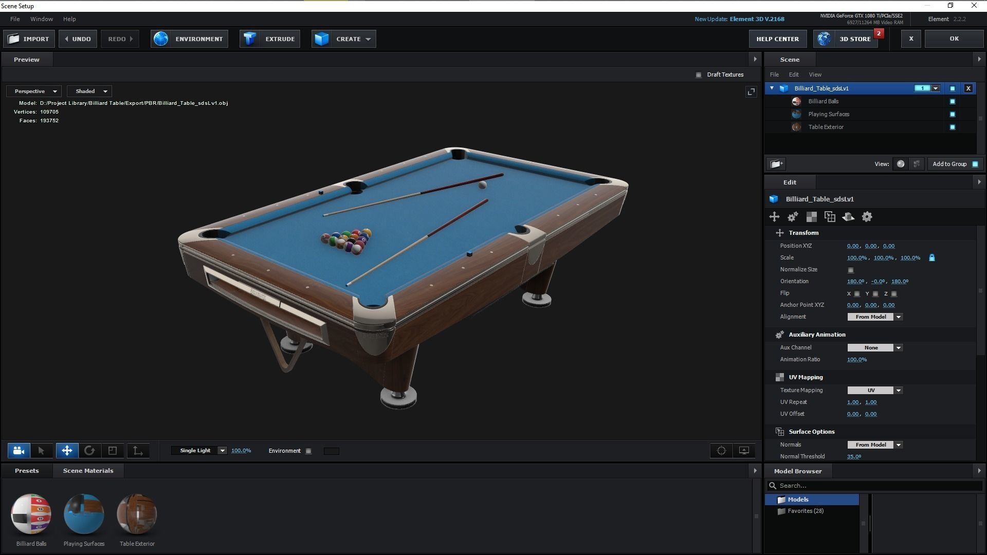 Brunswick Gold Crown Billiard Table Low-poly 3D model_26