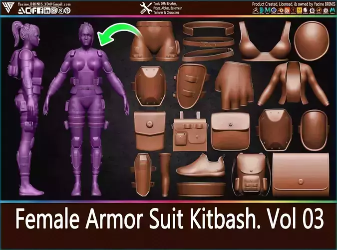 Female Armor Suit Kitbash Vol 03