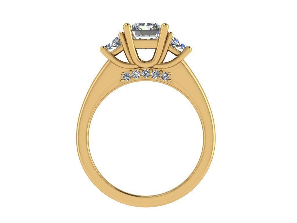 Ring280 three stone engagement ring gold 3D print model_2