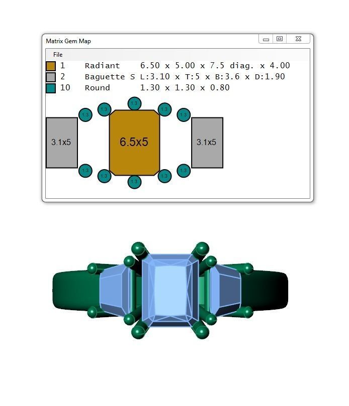 Ring280 three stone engagement ring gold 3D print model_6