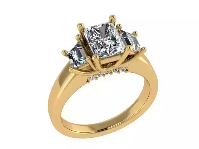 Ring280 three stone engagement ring gold