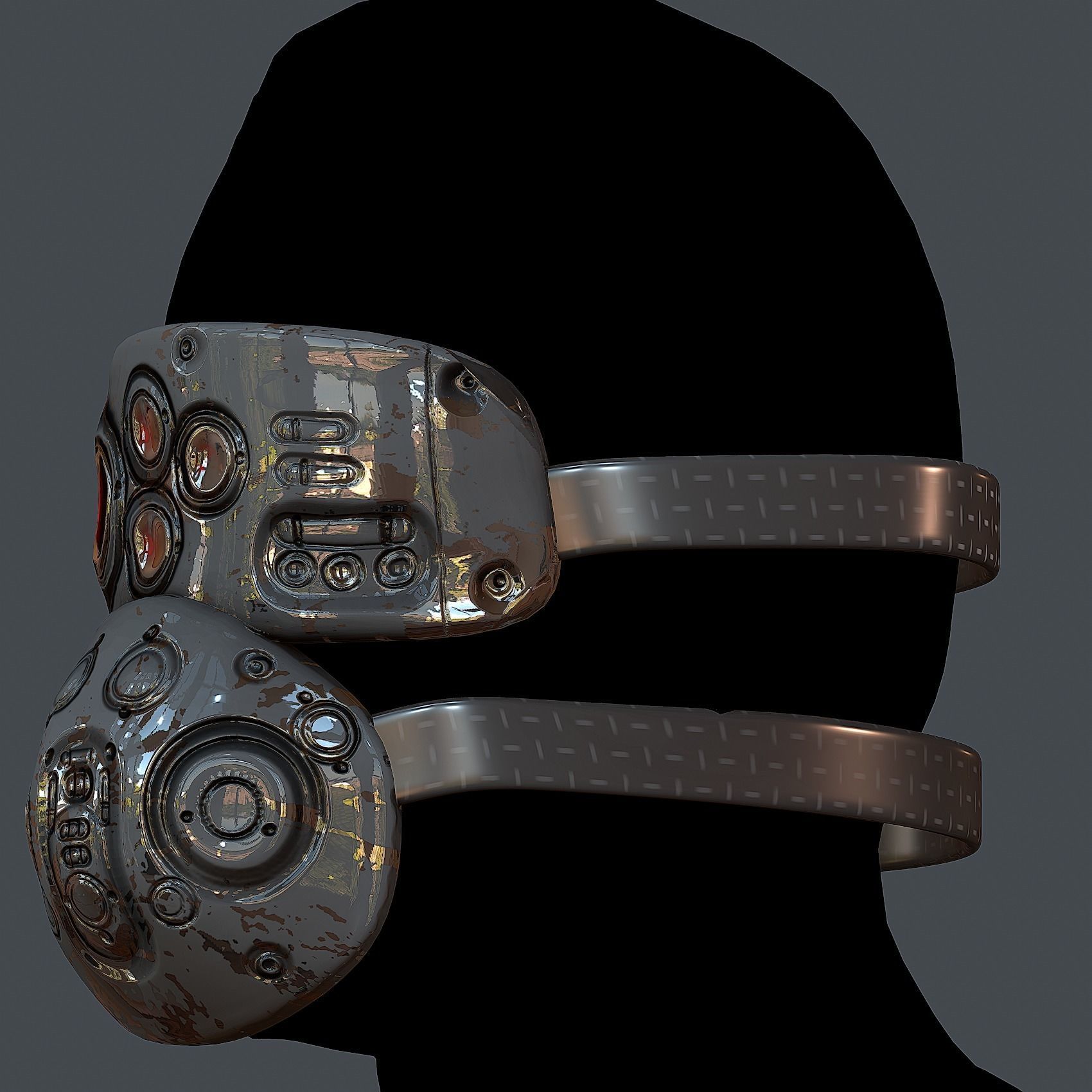 Gas mask helmet 3d model scifi Low-poly Low-poly 3D model_3