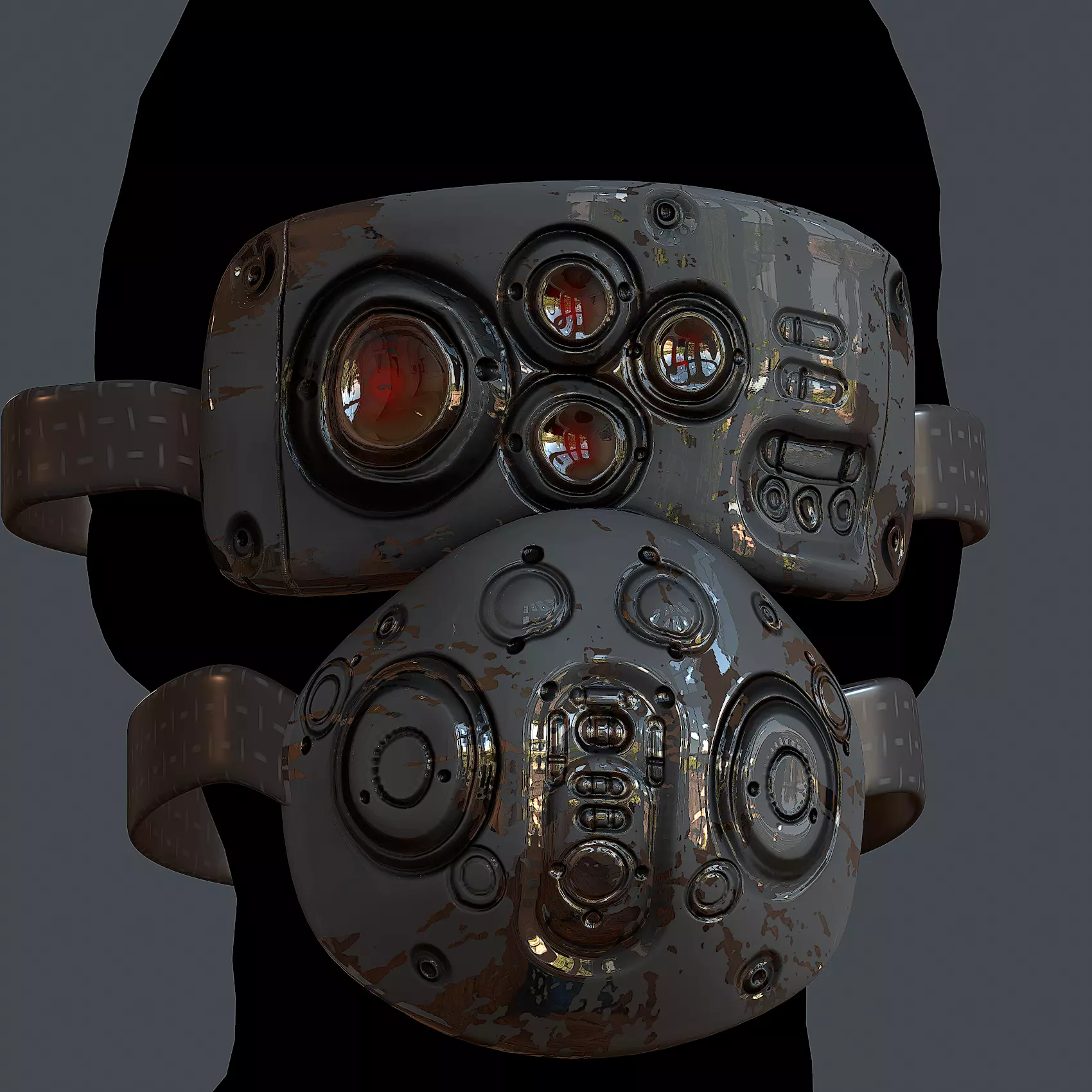 Gas mask helmet 3d model scifi Low-poly Low-poly 3D model_0
