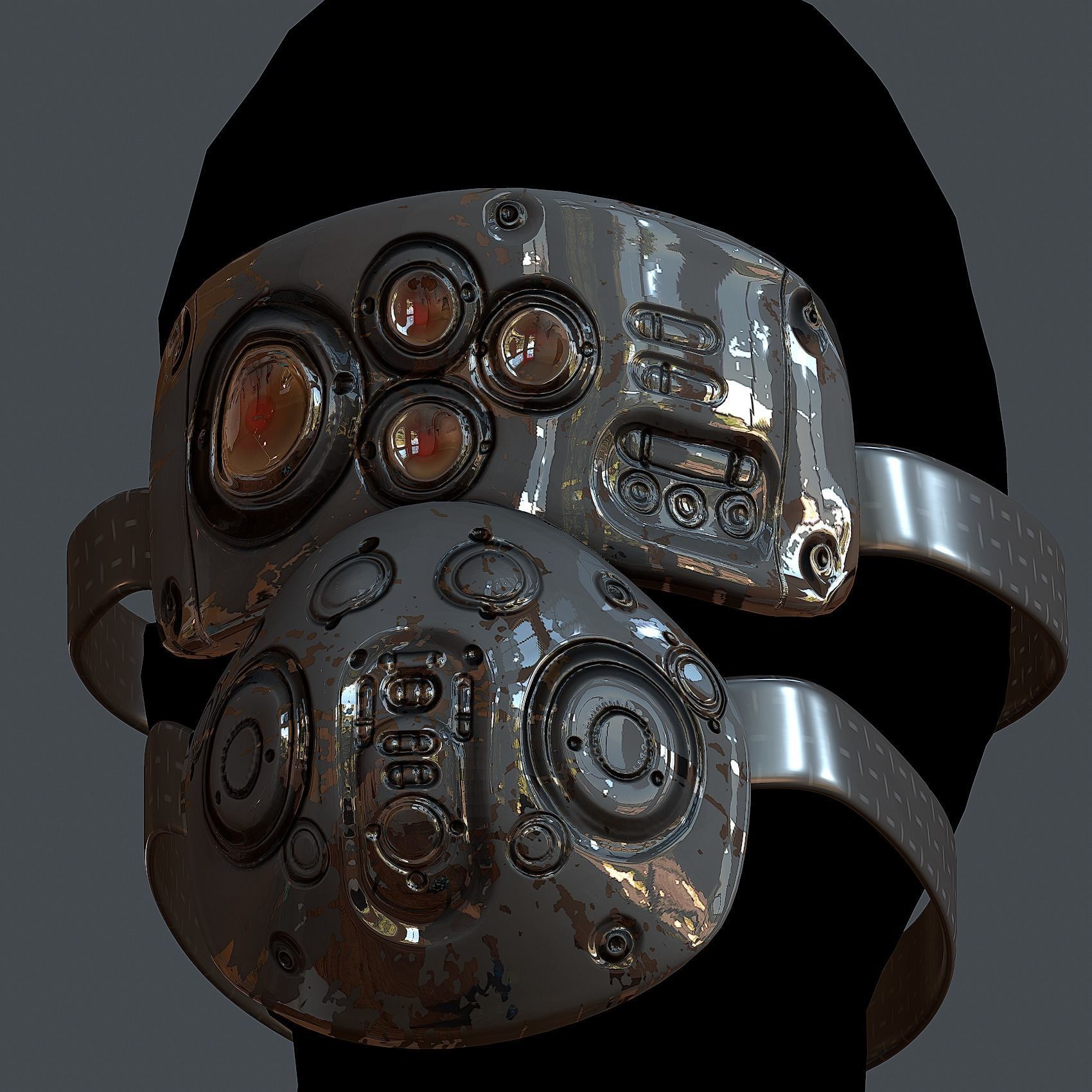 Gas mask helmet 3d model scifi Low-poly Low-poly 3D model_5