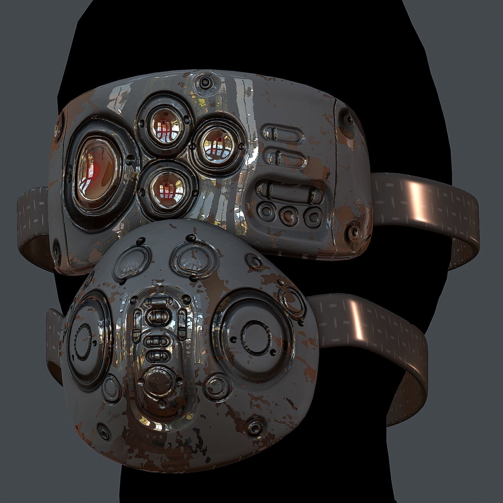 Gas mask helmet 3d model scifi Low-poly Low-poly 3D model_2