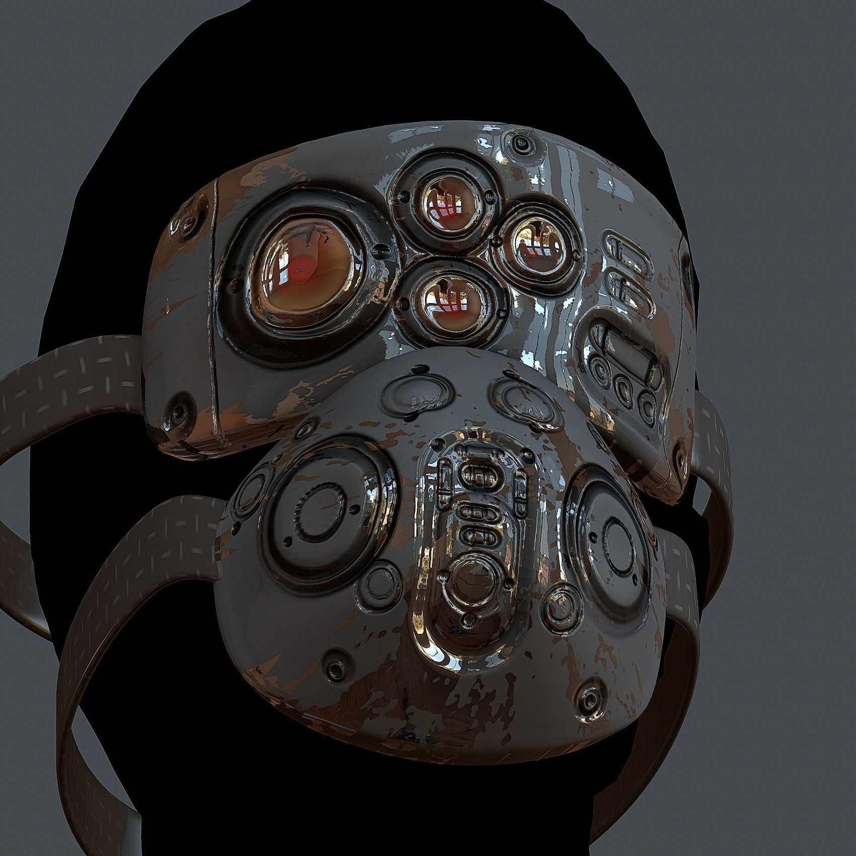 Gas mask helmet 3d model scifi Low-poly Low-poly 3D model_4