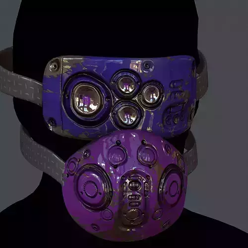 Gas mask helmet 3d model scifi Low-poly 