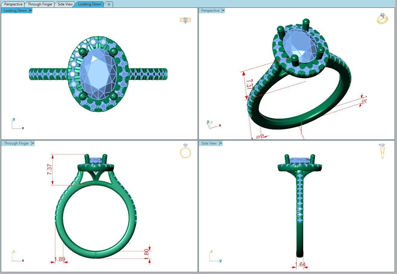 Ring282 oval diamond halo engagement ring gold 3D print model_5