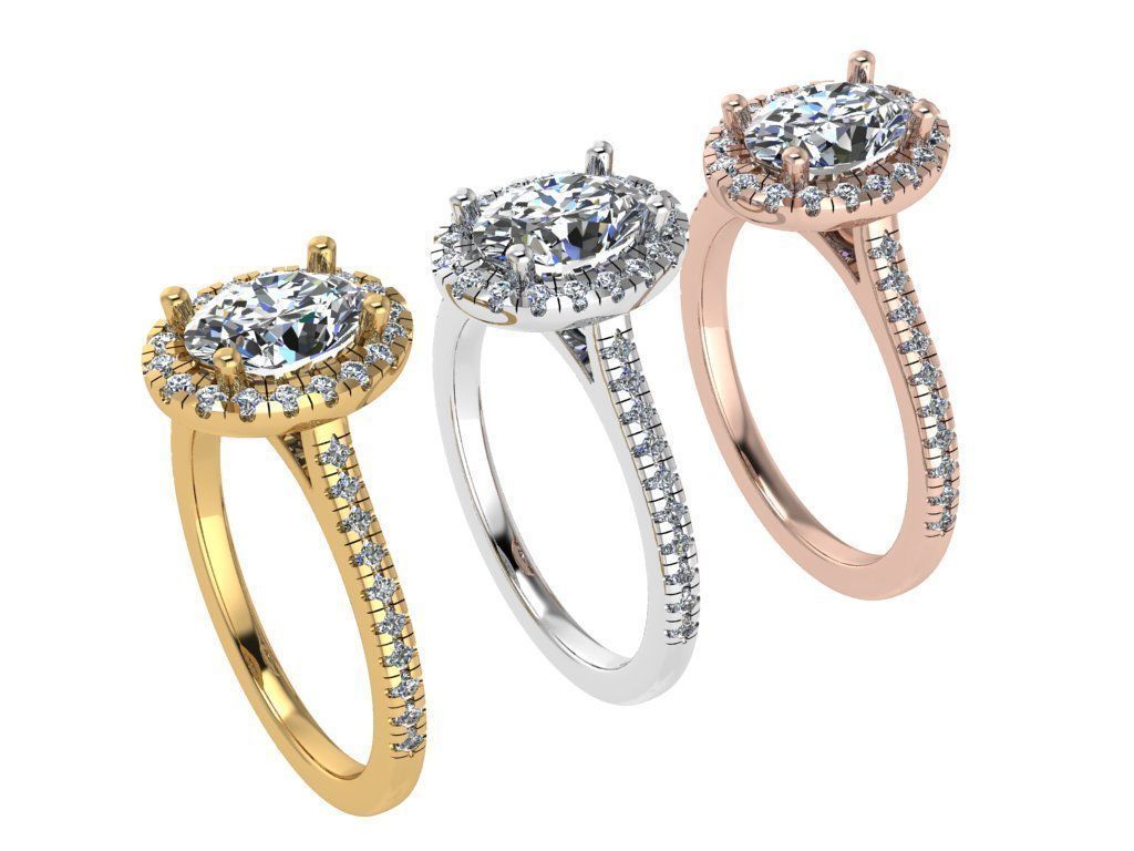 Ring282 oval diamond halo engagement ring gold 3D print model_4