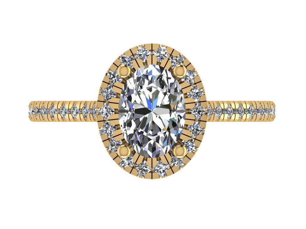 Ring282 oval diamond halo engagement ring gold 3D print model_1