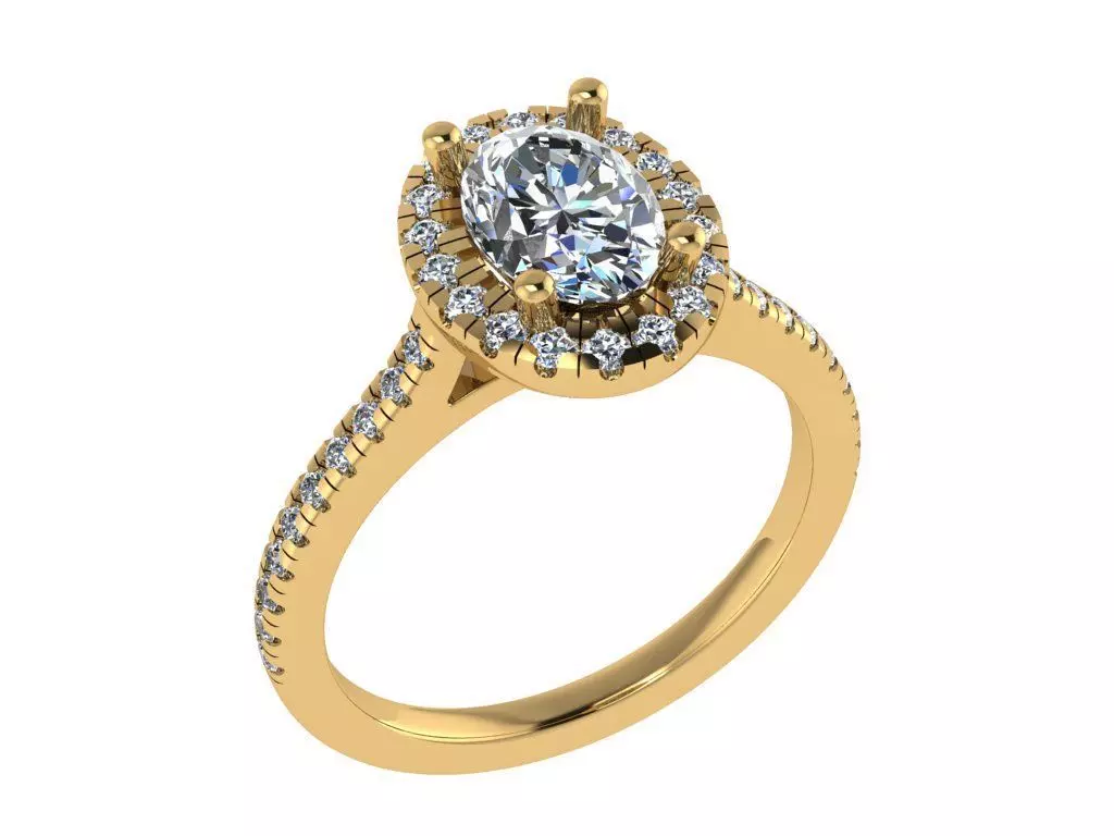 Ring282 oval diamond halo engagement ring gold 3D print model_0