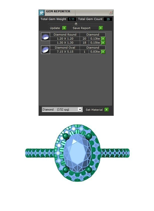 Ring282 oval diamond halo engagement ring gold 3D print model_6