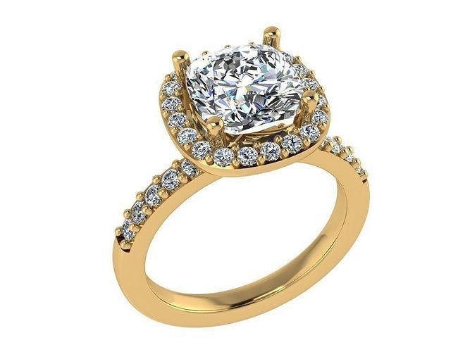 Ring283 halo engagement ring gold 3D print model