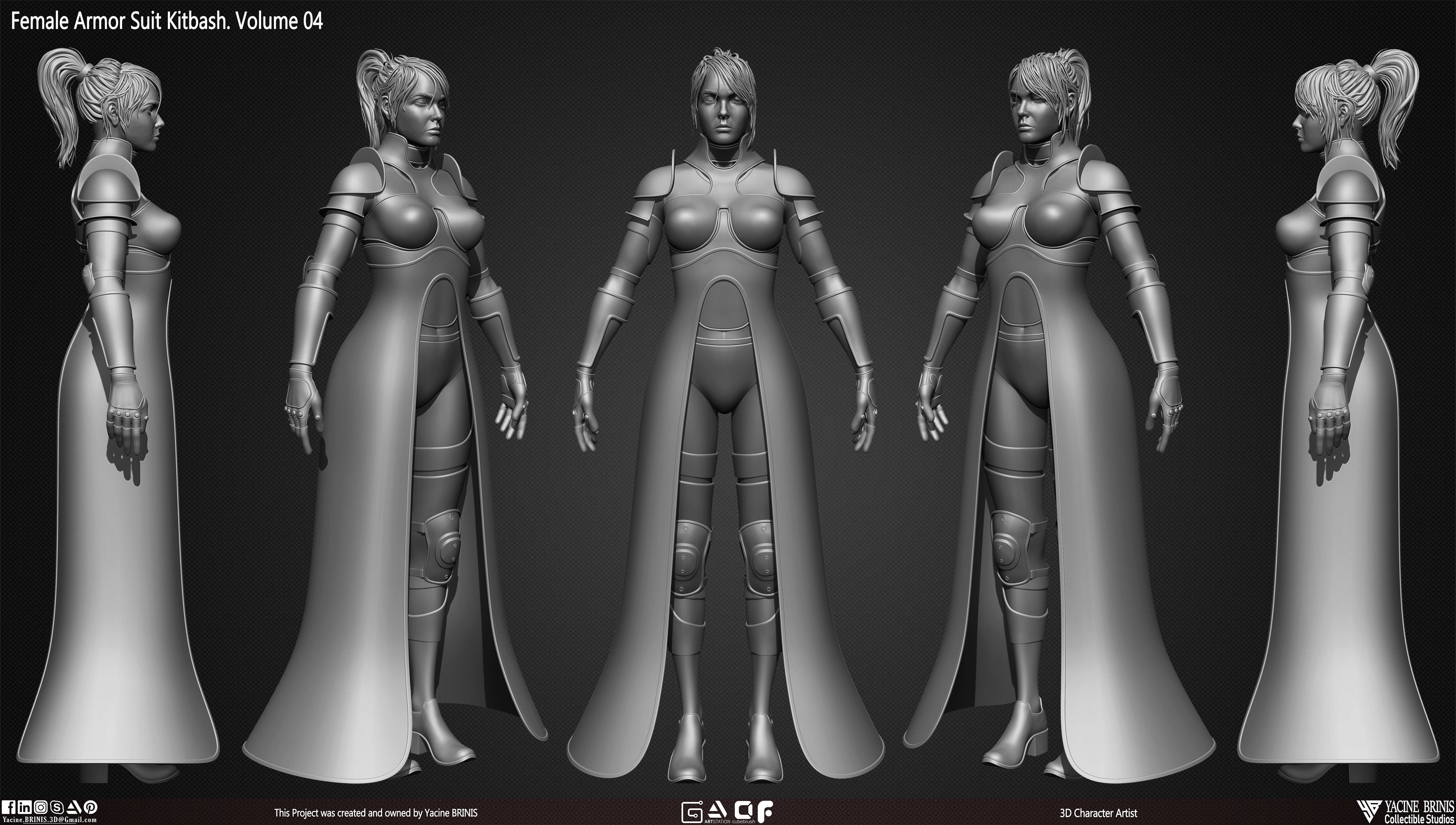 Female Armor Suit Kitbash Vol 04 Low-poly 3D model_1
