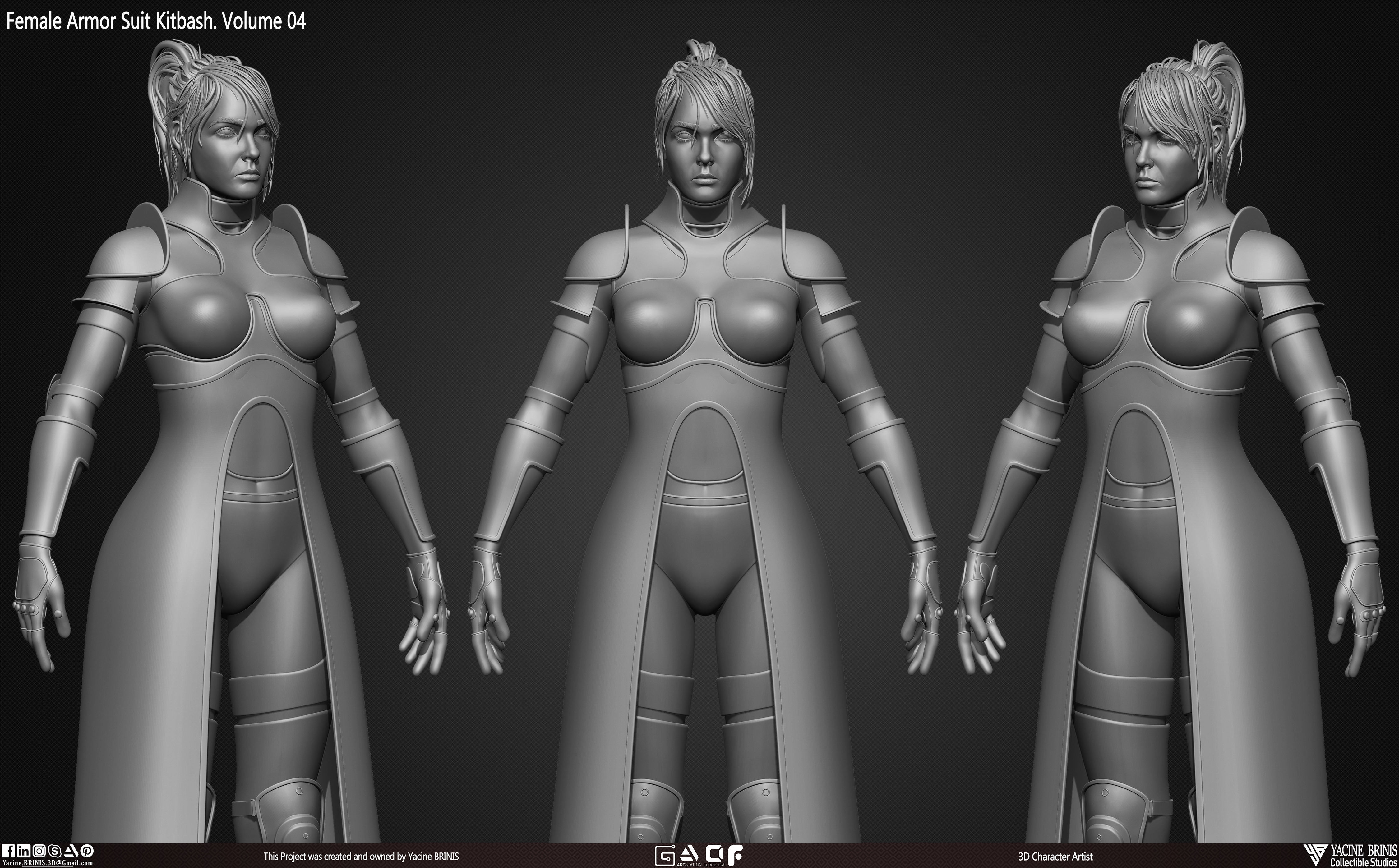 Female Armor Suit Kitbash Vol 04 Low-poly 3D model_3