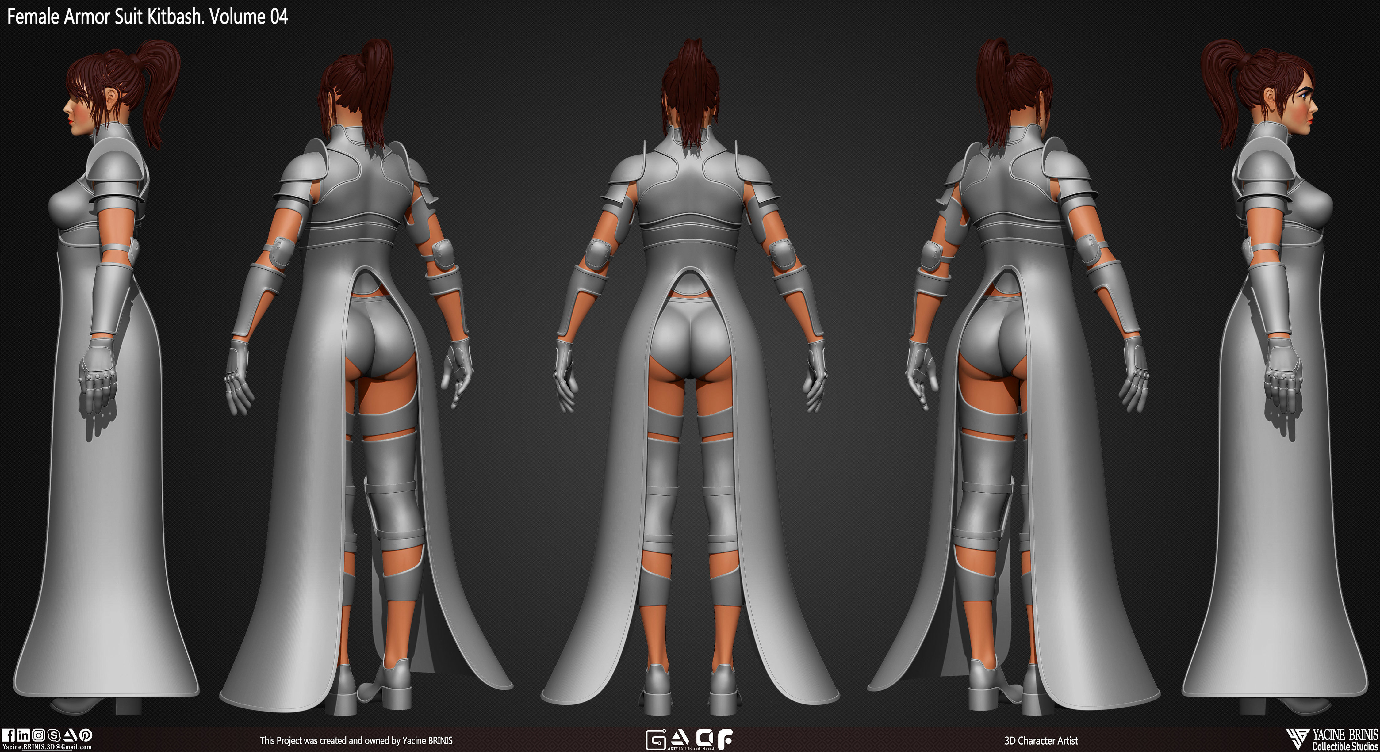 Female Armor Suit Kitbash Vol 04 Low-poly 3D model_6