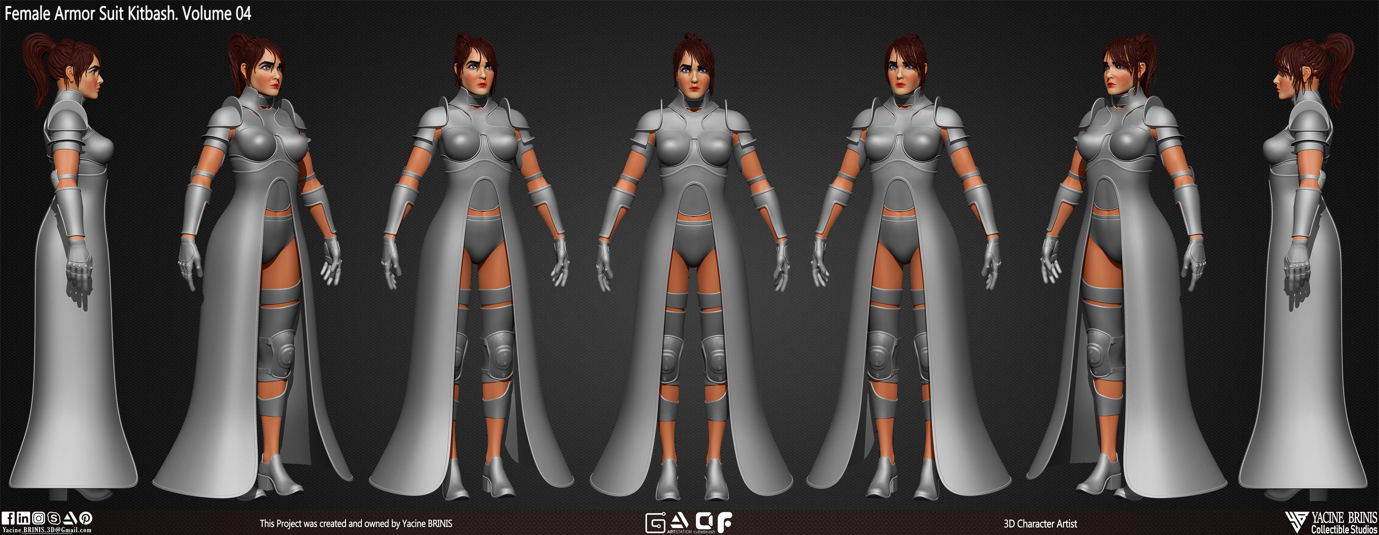 Female Armor Suit Kitbash Vol 04 Low-poly 3D model_7