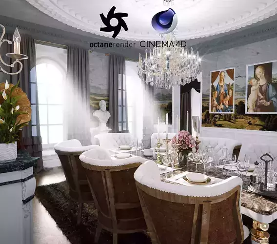Victorian Room Interior Scene  3D model