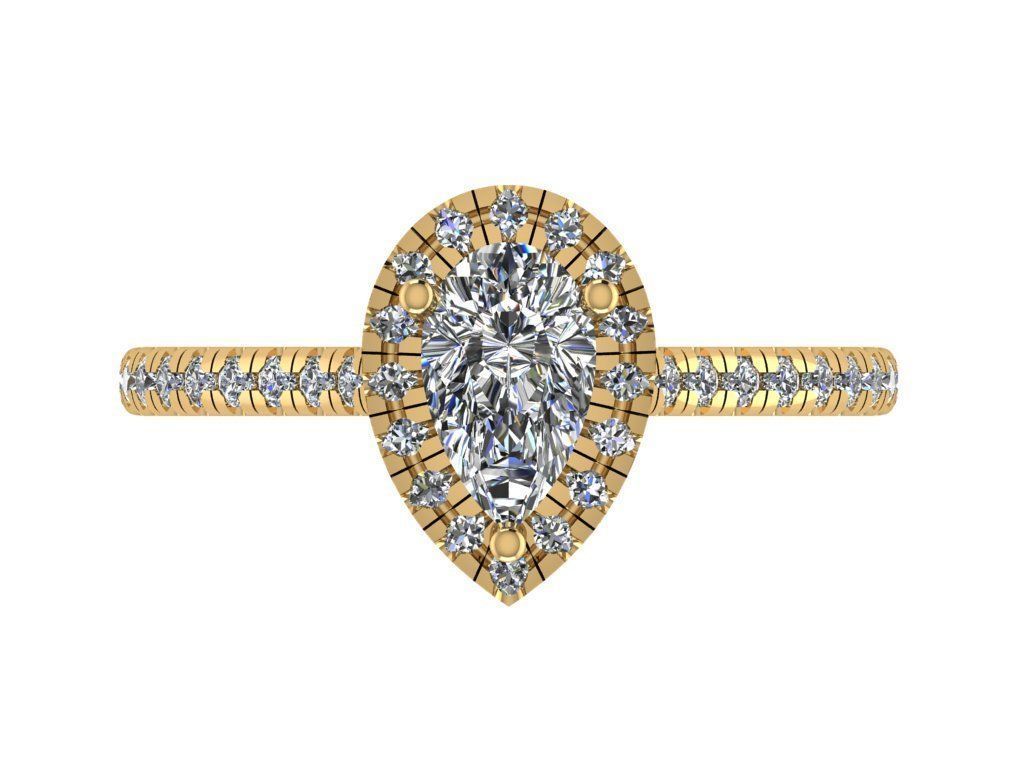 Ring284 pear halo engagement ring gold 3D print model_1
