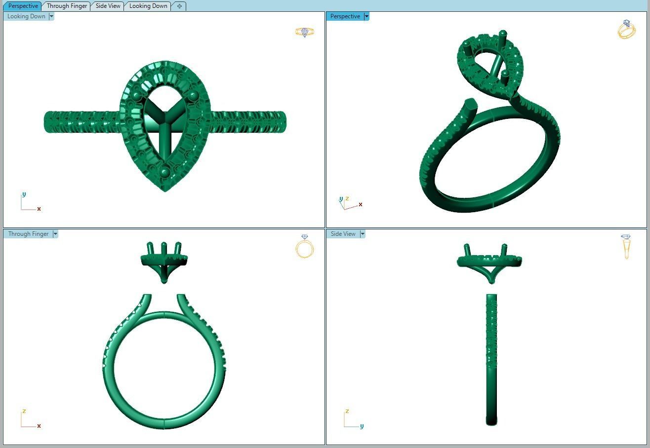 Ring284 pear halo engagement ring gold 3D print model_8