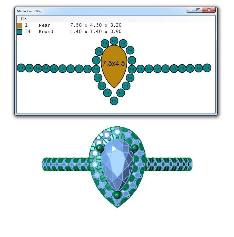 Ring284 pear halo engagement ring gold 3D print model_6