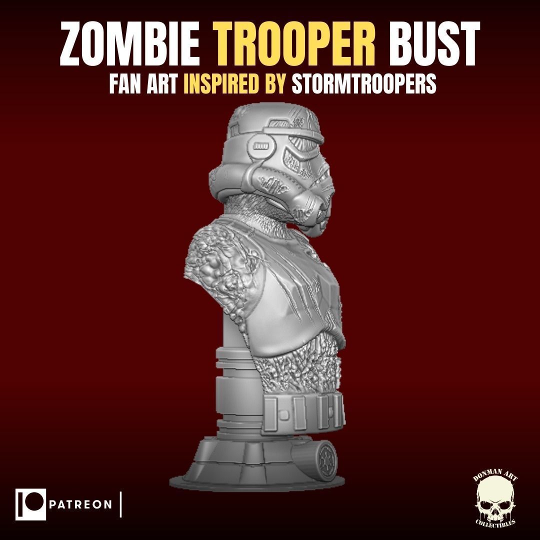 Zombie Trooper Bust 3D print model_5