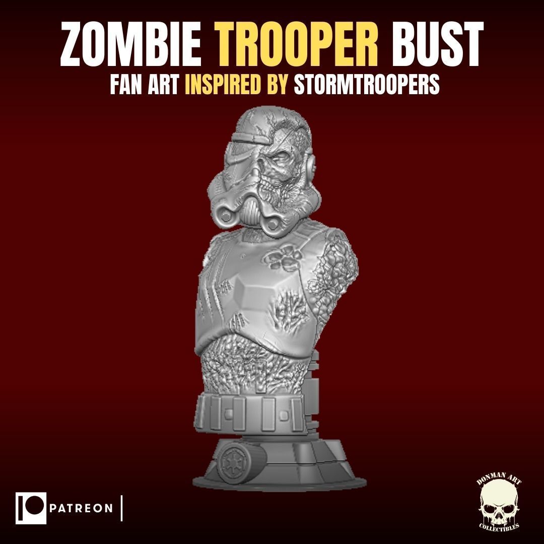 Zombie Trooper Bust 3D print model_11