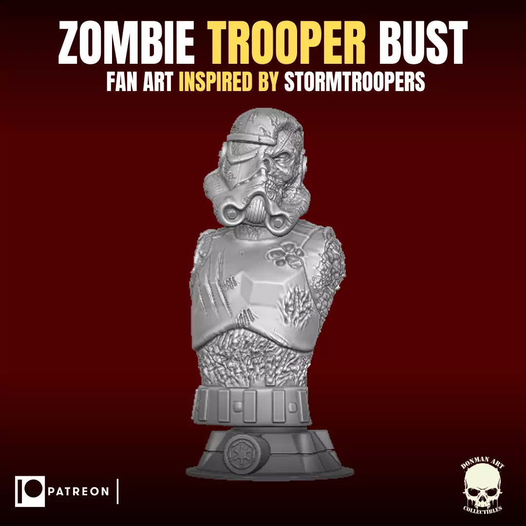 Zombie Trooper Bust 3D print model_0