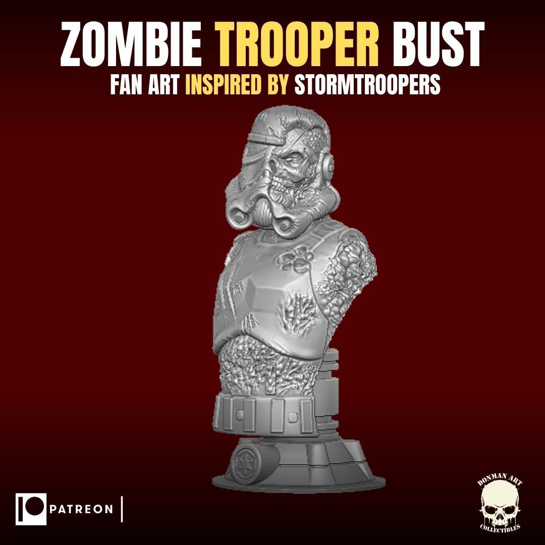Zombie Trooper Bust 3D print model_7