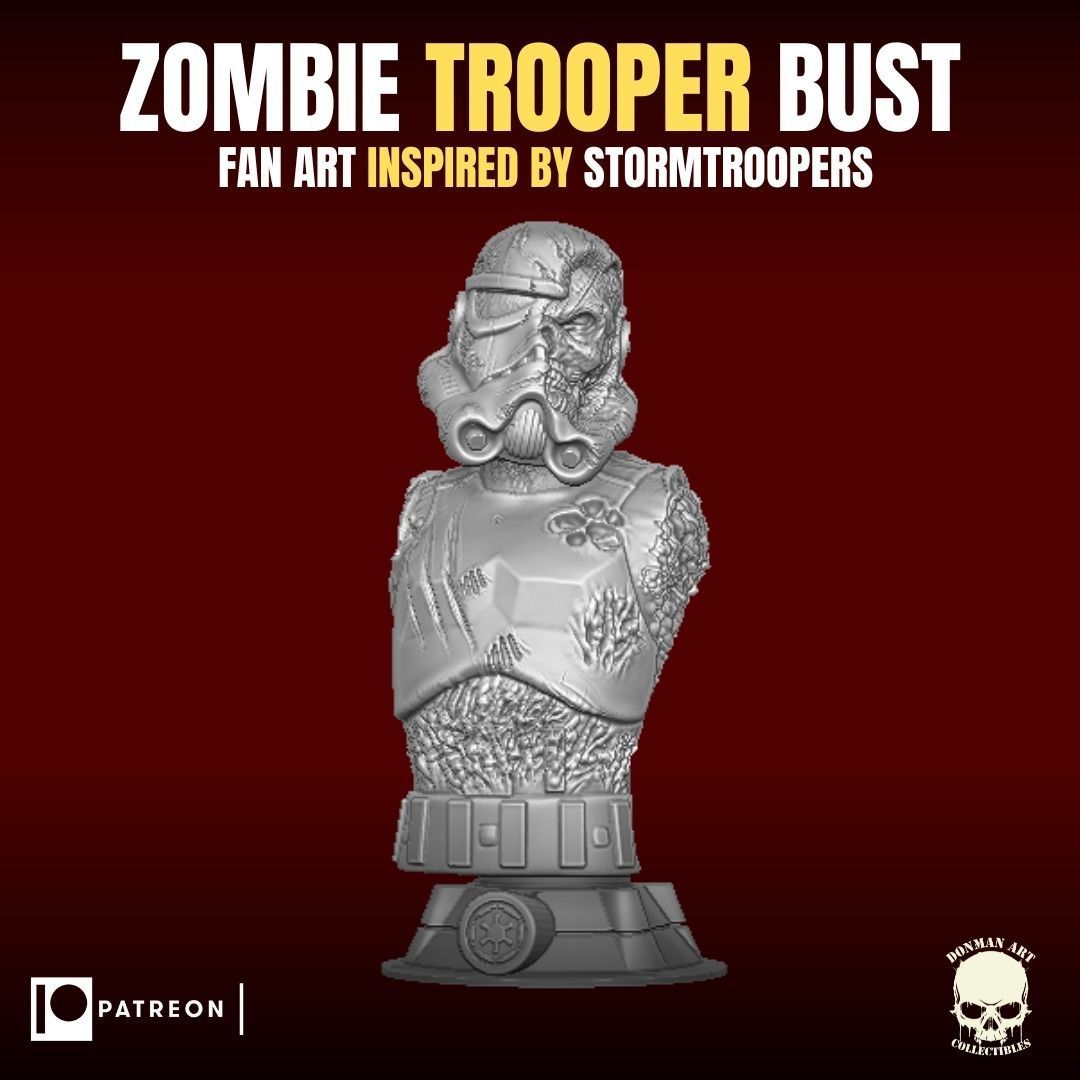 Zombie Trooper Bust 3D print model_10