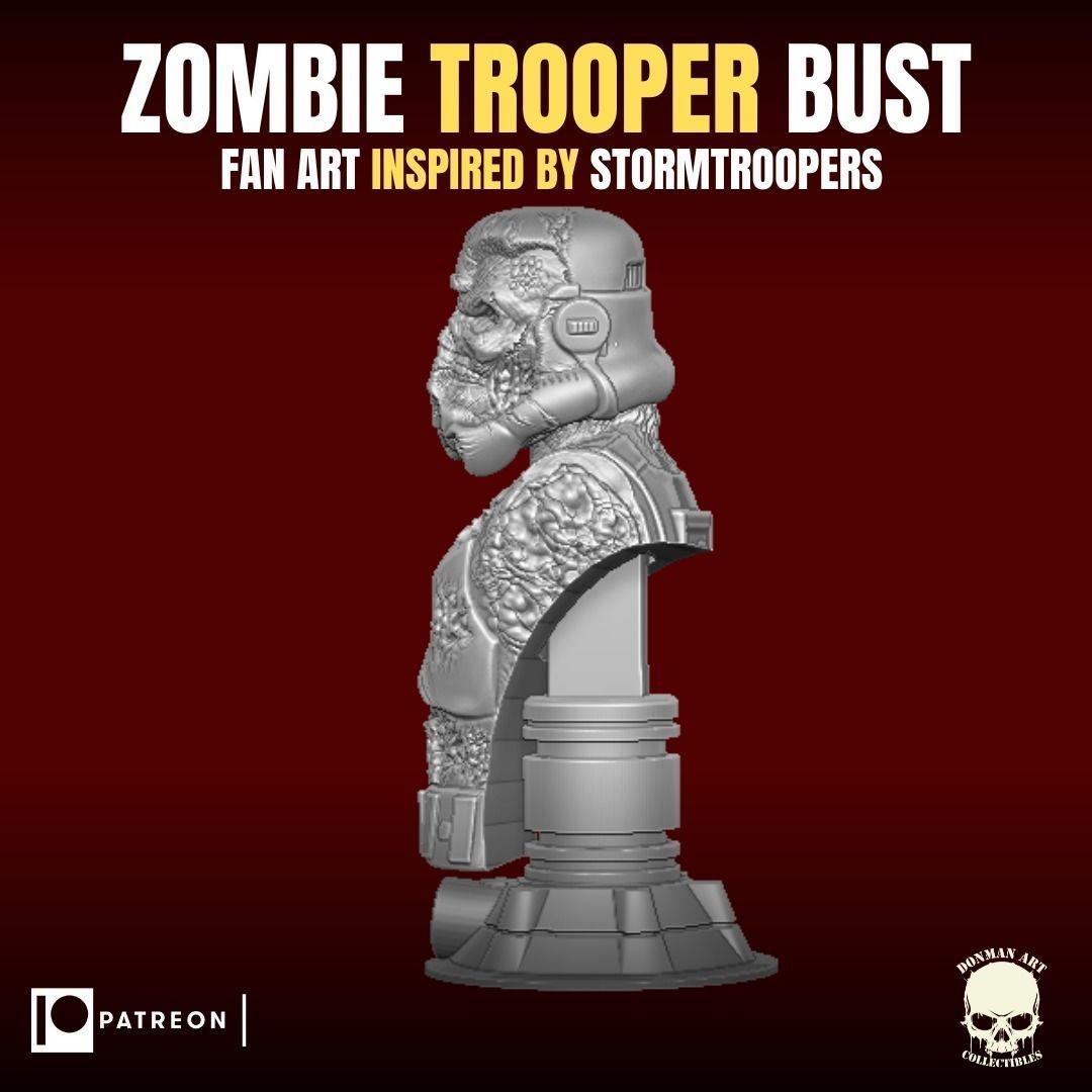 Zombie Trooper Bust 3D print model_18