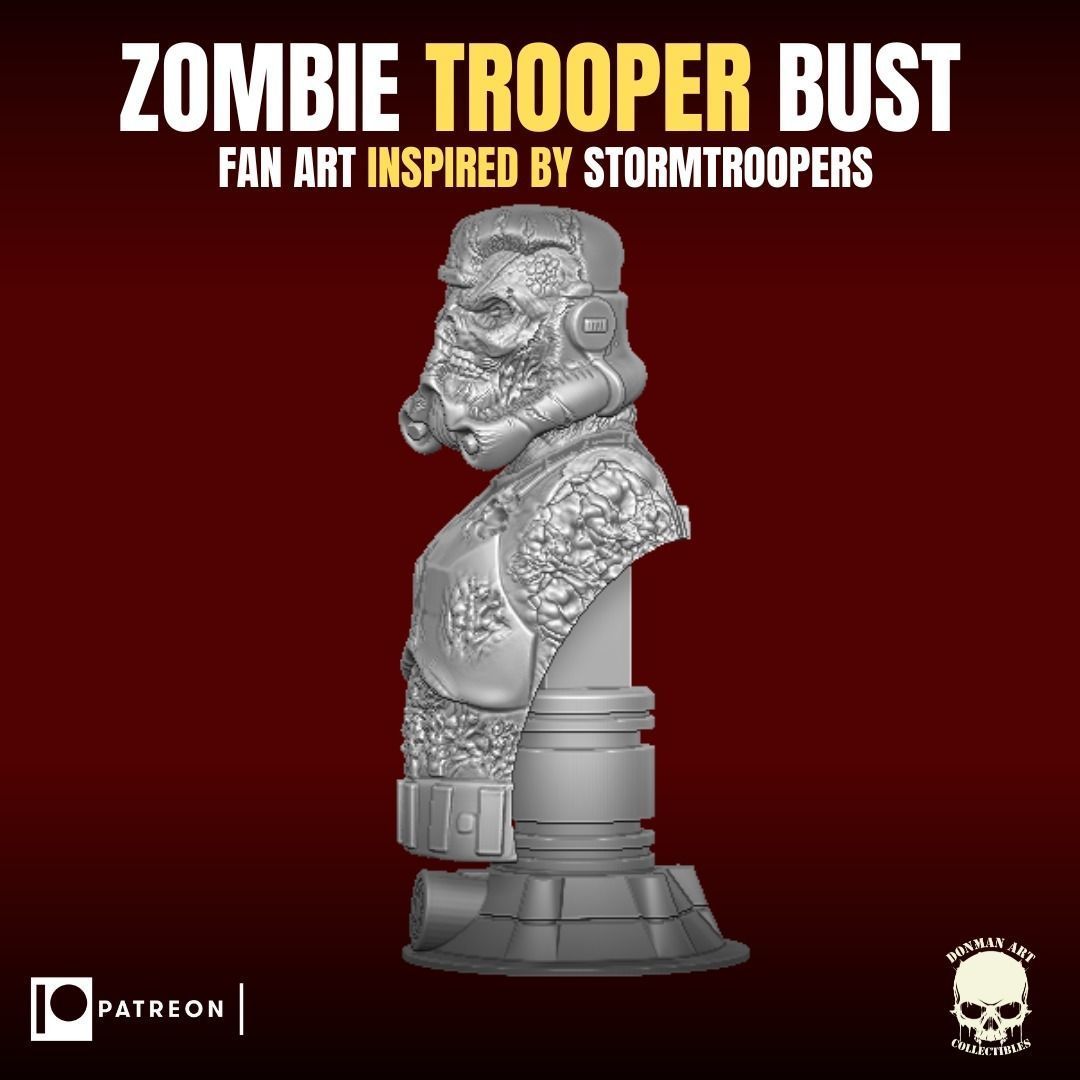 Zombie Trooper Bust 3D print model_8