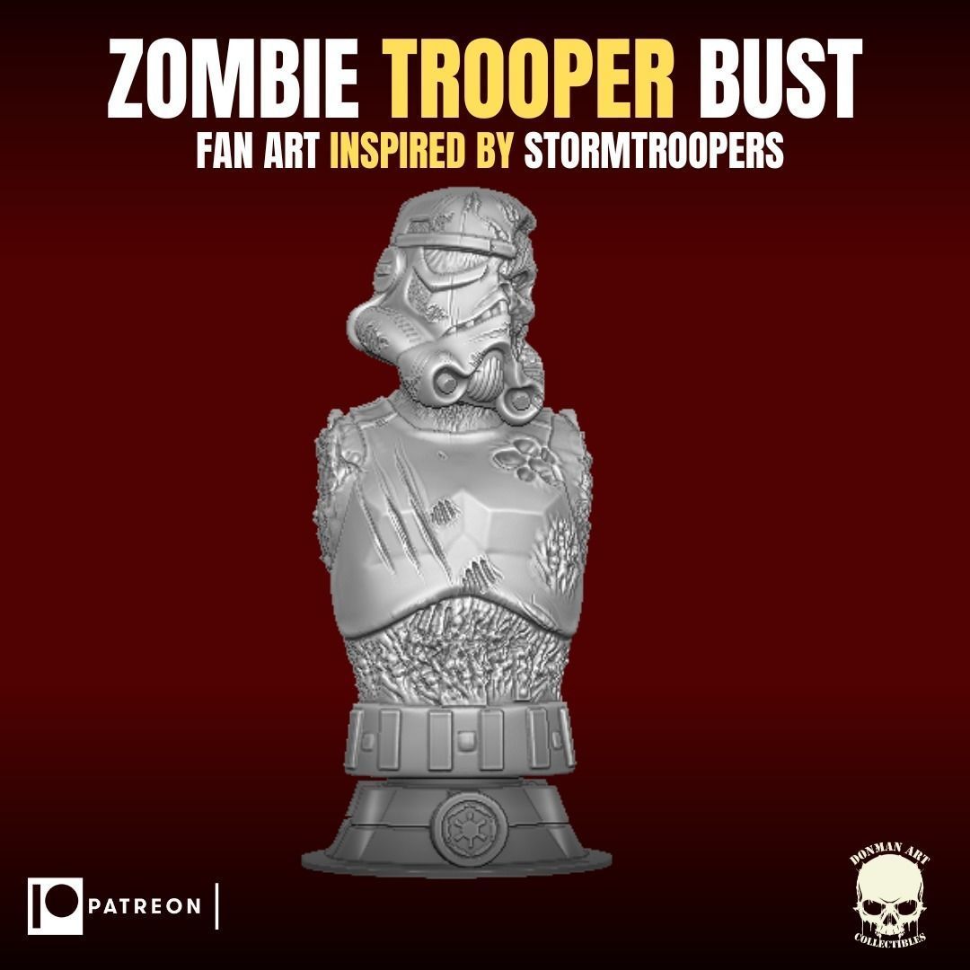 Zombie Trooper Bust 3D print model_13
