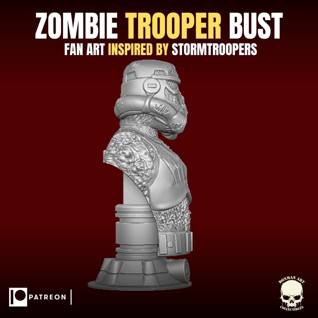 Zombie Trooper Bust 3D print model_6