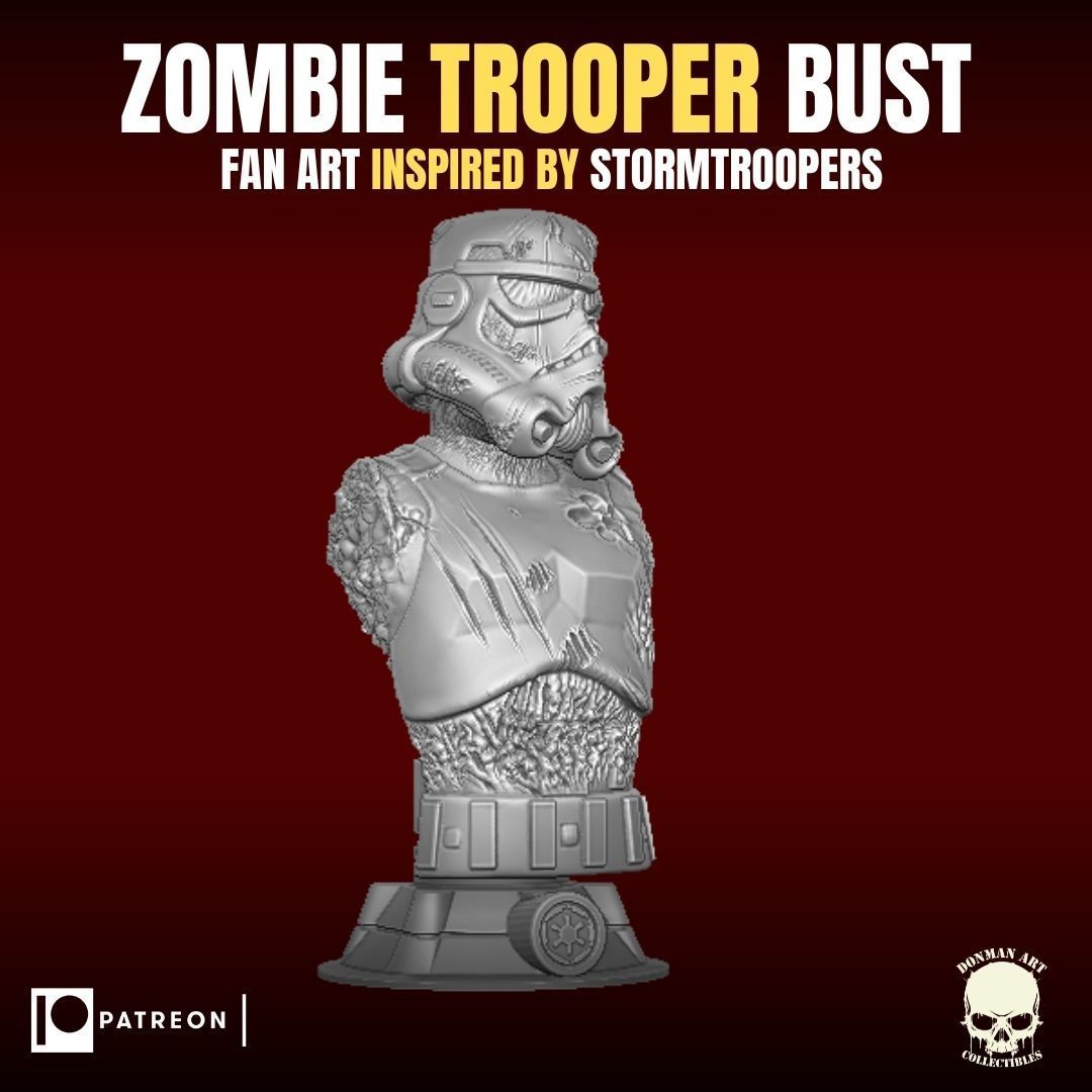 Zombie Trooper Bust 3D print model_14