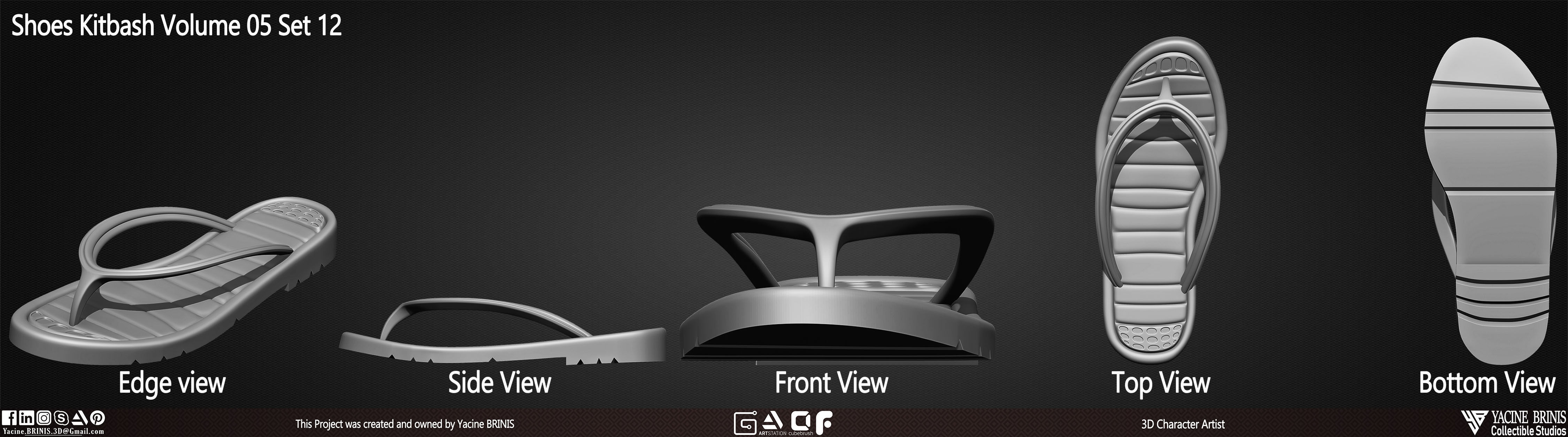 Pack of 20 Shoes Volume 05 Low-poly 3D model_17