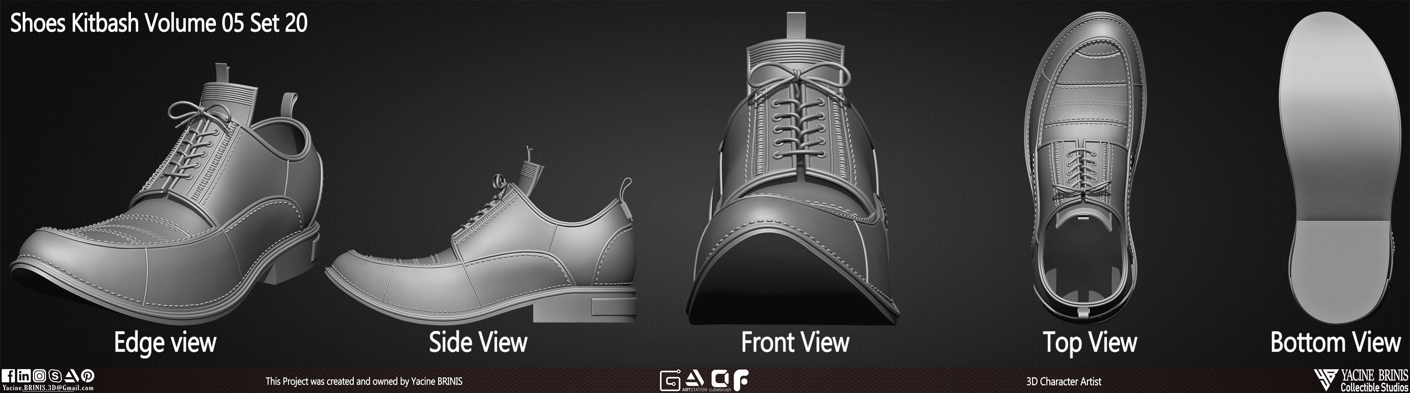 Pack of 20 Shoes Volume 05 Low-poly 3D model_25