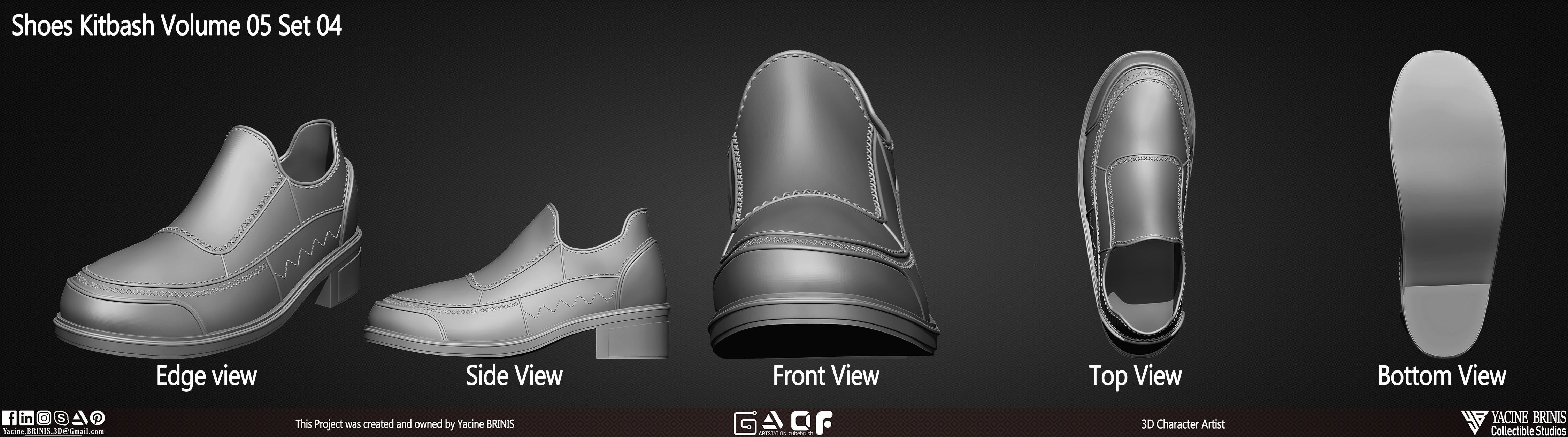 Pack of 20 Shoes Volume 05 Low-poly 3D model_9