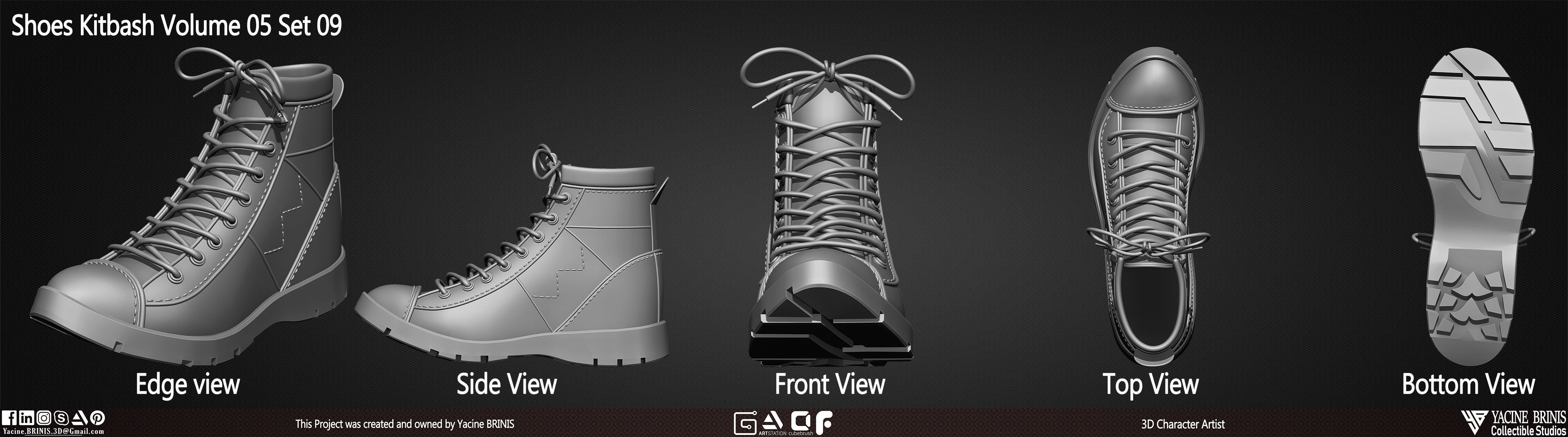 Pack of 20 Shoes Volume 05 Low-poly 3D model_14