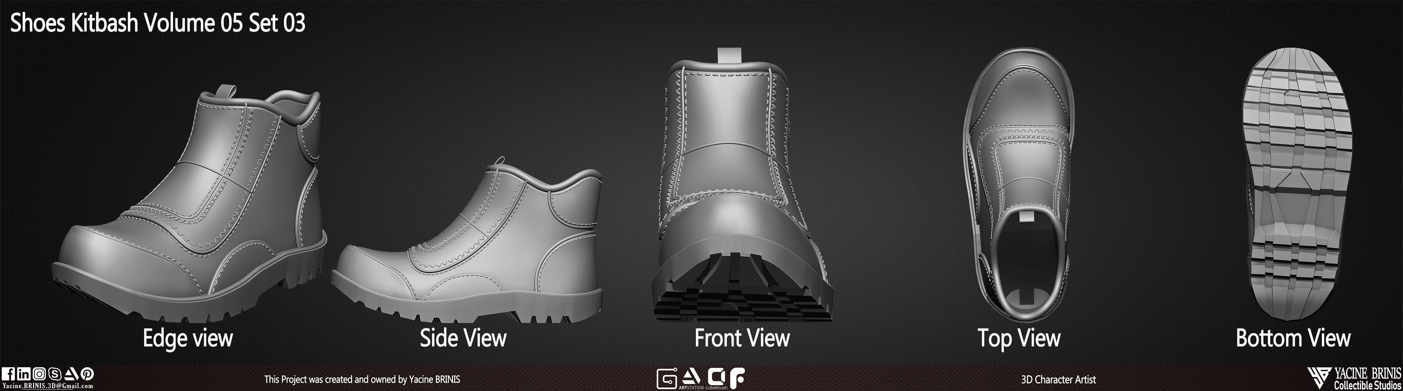 Pack of 20 Shoes Volume 05 Low-poly 3D model_8