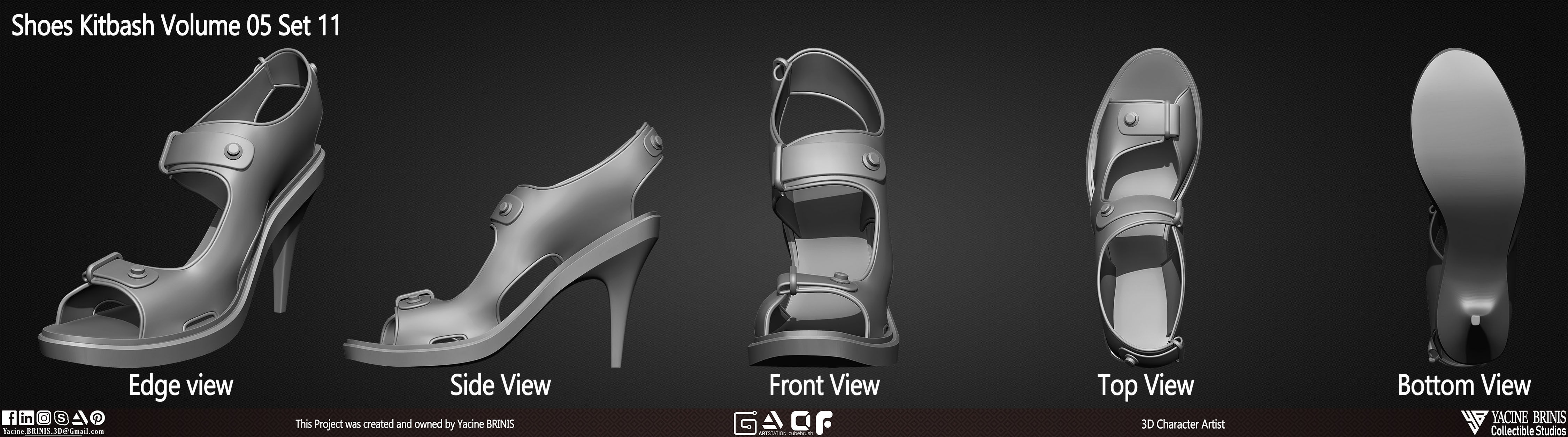 Pack of 20 Shoes Volume 05 Low-poly 3D model_16