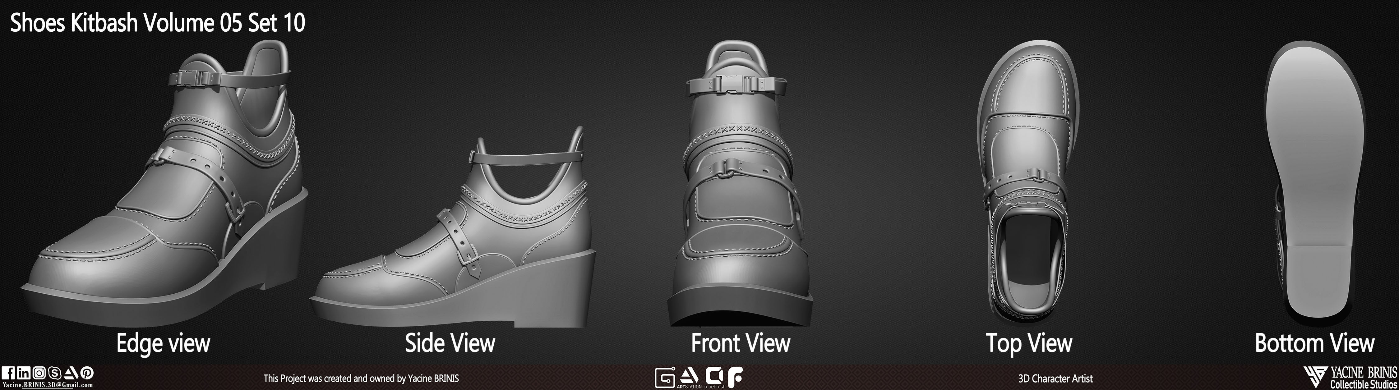 Pack of 20 Shoes Volume 05 Low-poly 3D model_15