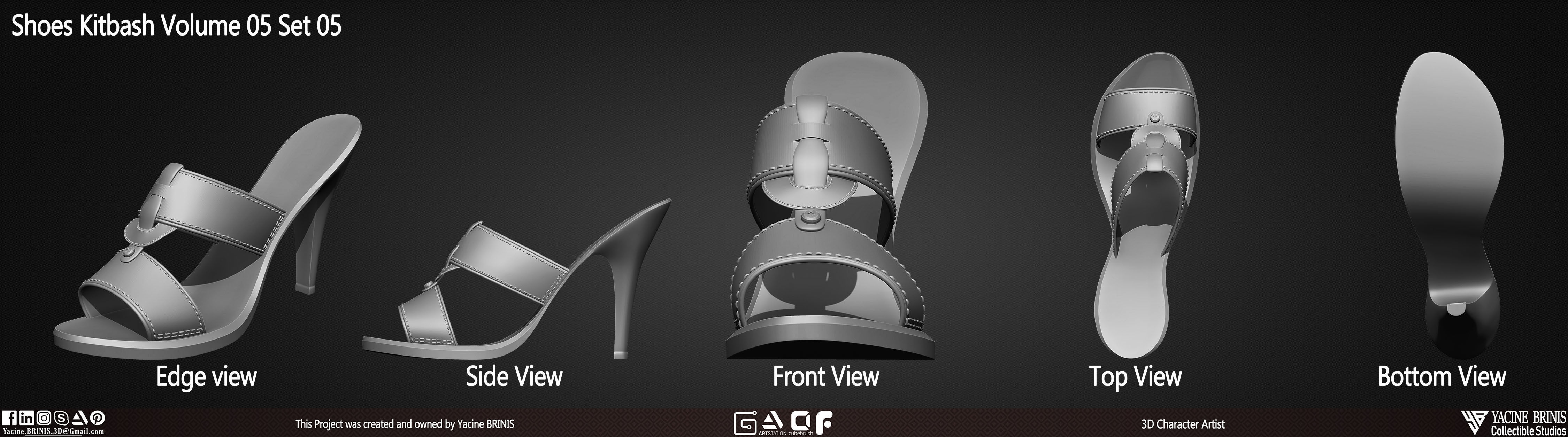 Pack of 20 Shoes Volume 05 Low-poly 3D model_10