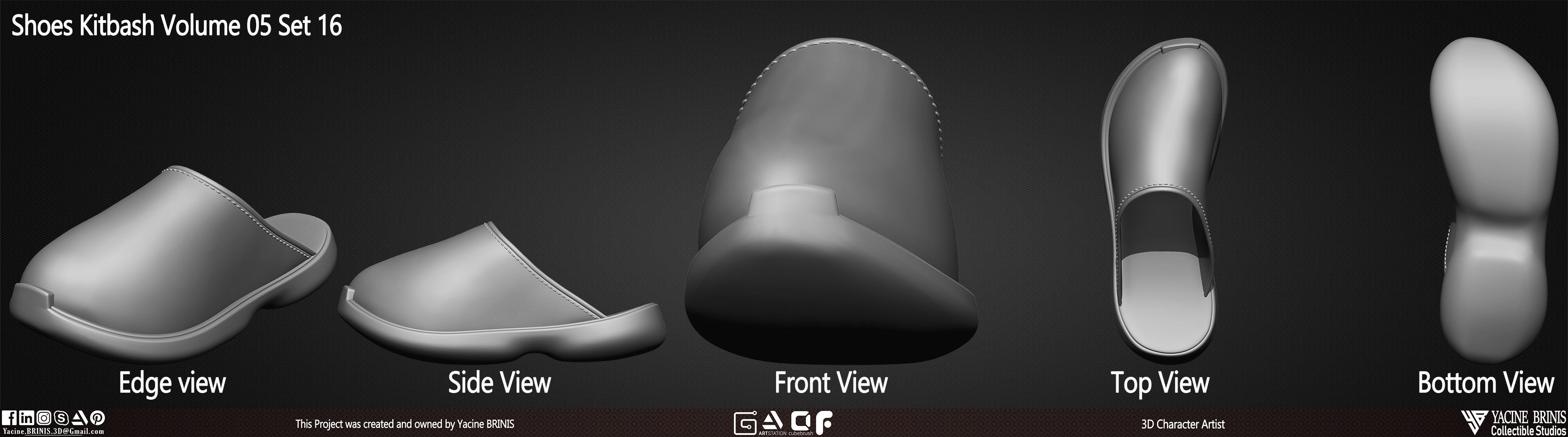 Pack of 20 Shoes Volume 05 Low-poly 3D model_21