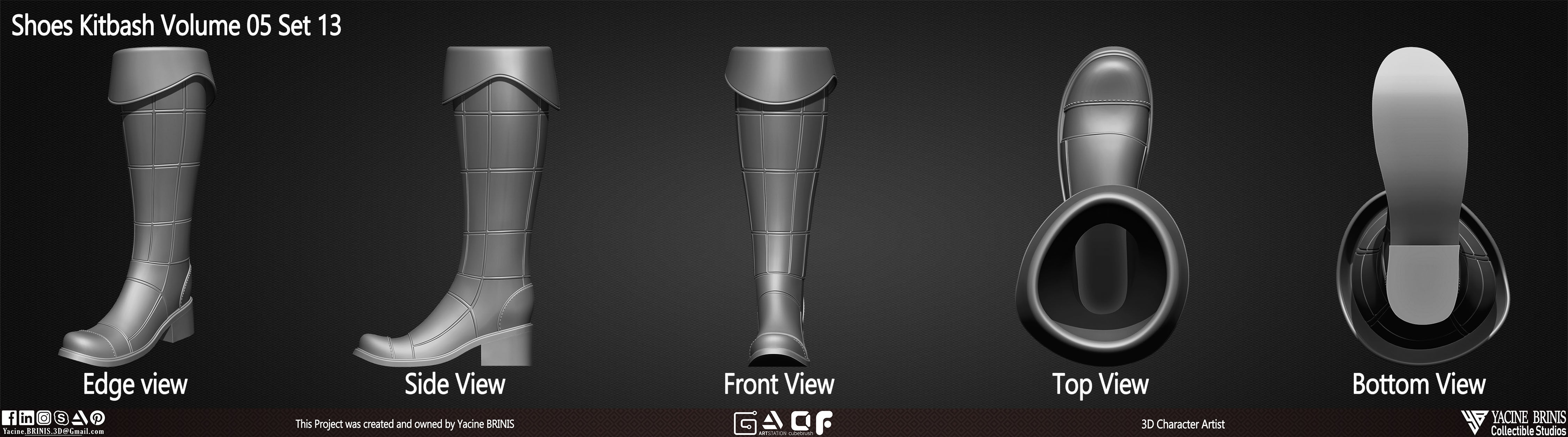 Pack of 20 Shoes Volume 05 Low-poly 3D model_18