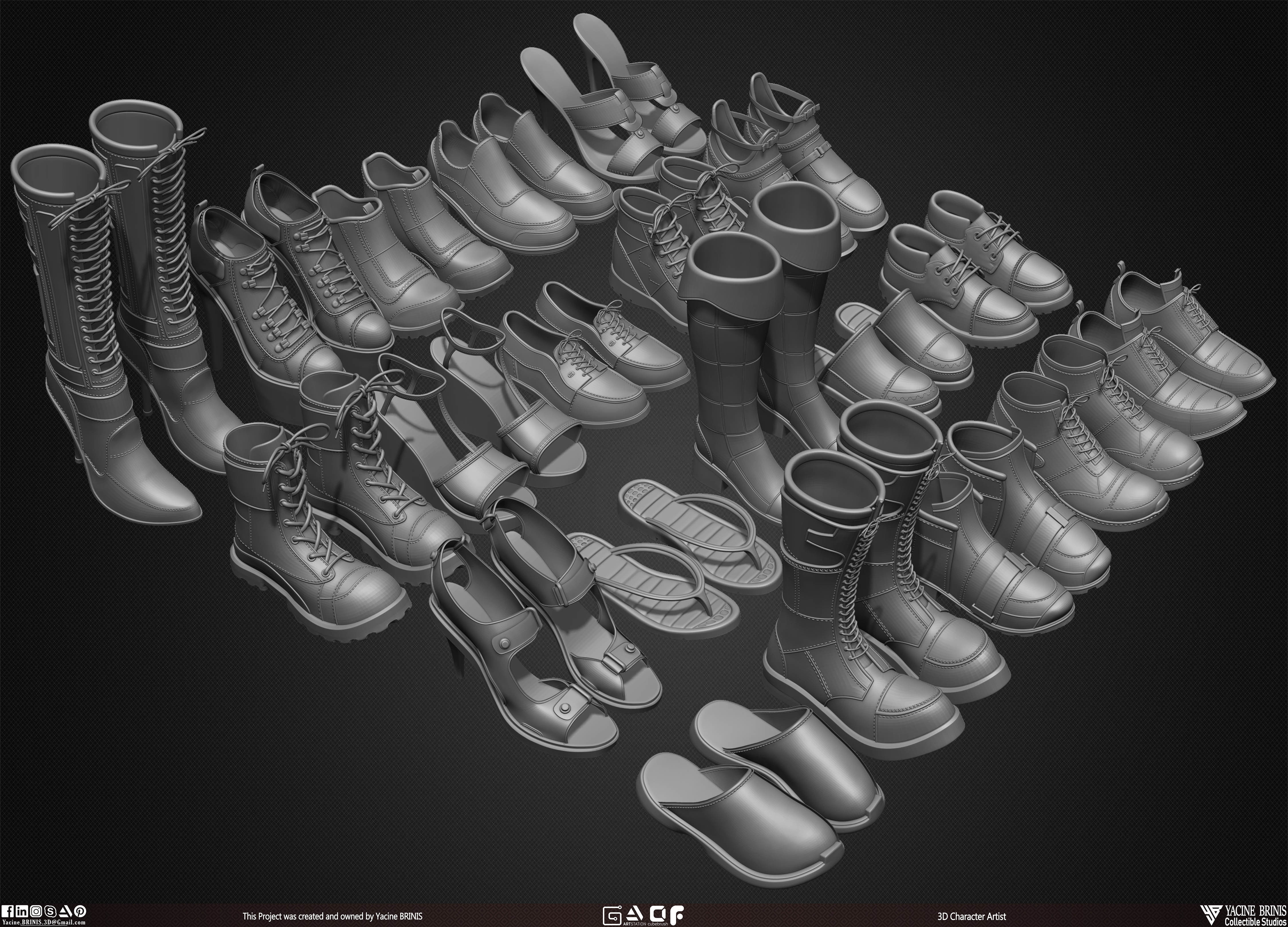 Pack of 20 Shoes Volume 05 Low-poly 3D model_29