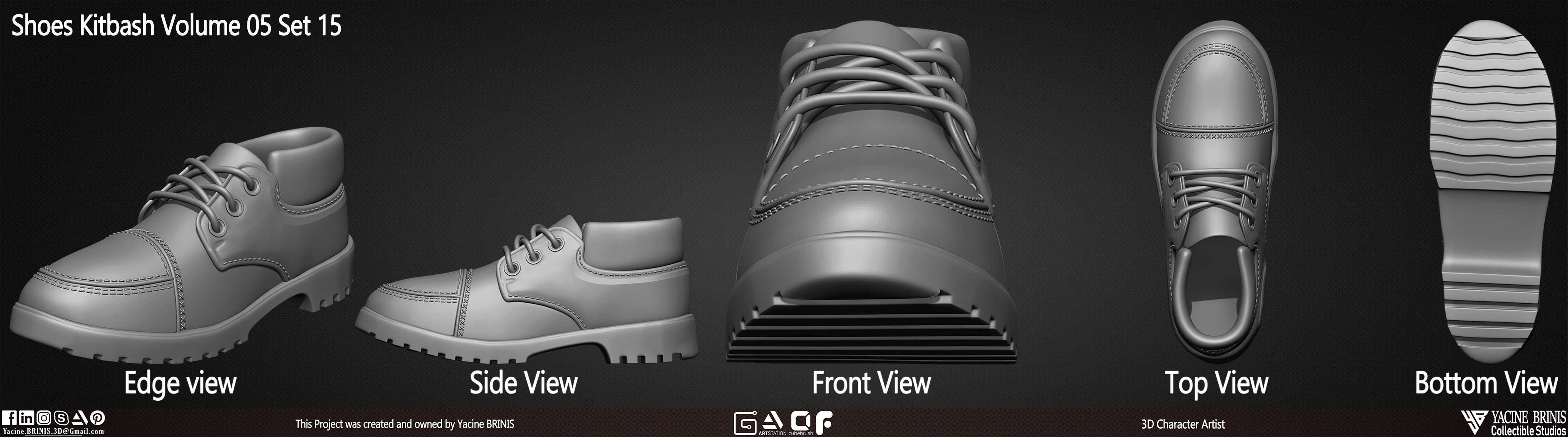 Pack of 20 Shoes Volume 05 Low-poly 3D model_20