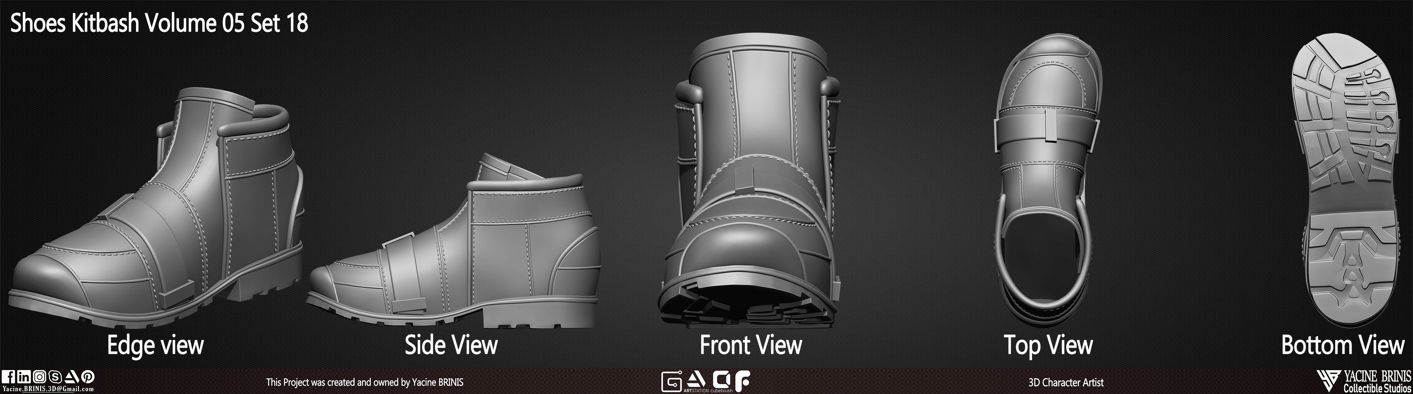 Pack of 20 Shoes Volume 05 Low-poly 3D model_23